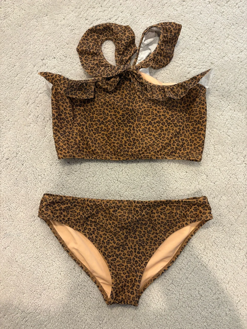 Crewcuts Swimwear Leopard Print Bikini Set Brown Leopard 2 Piece Girl’s size 14